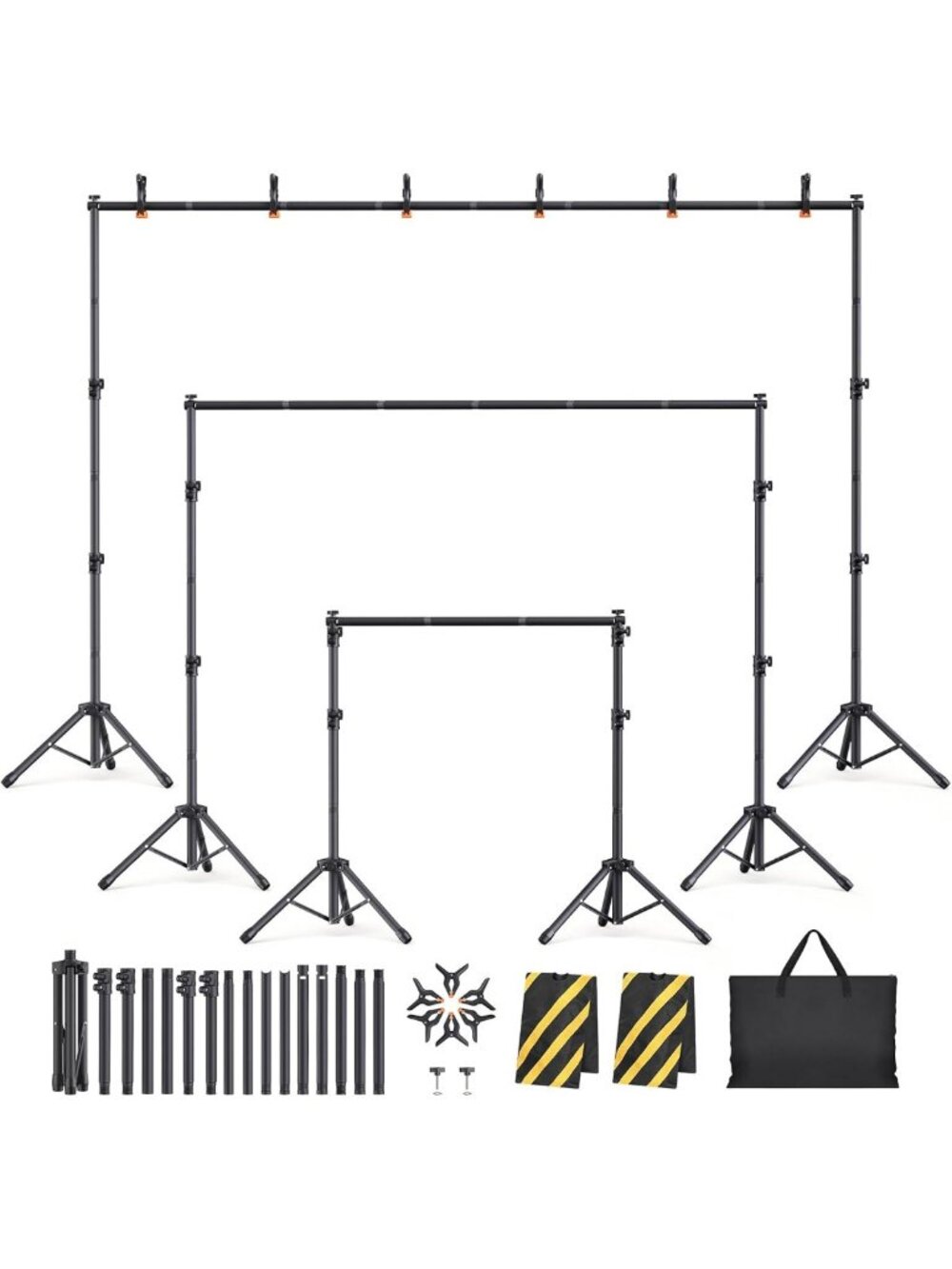 Adjustable Backdrop Stand Kit - 6 Widths, 10x7.5ft for Parties & Photography